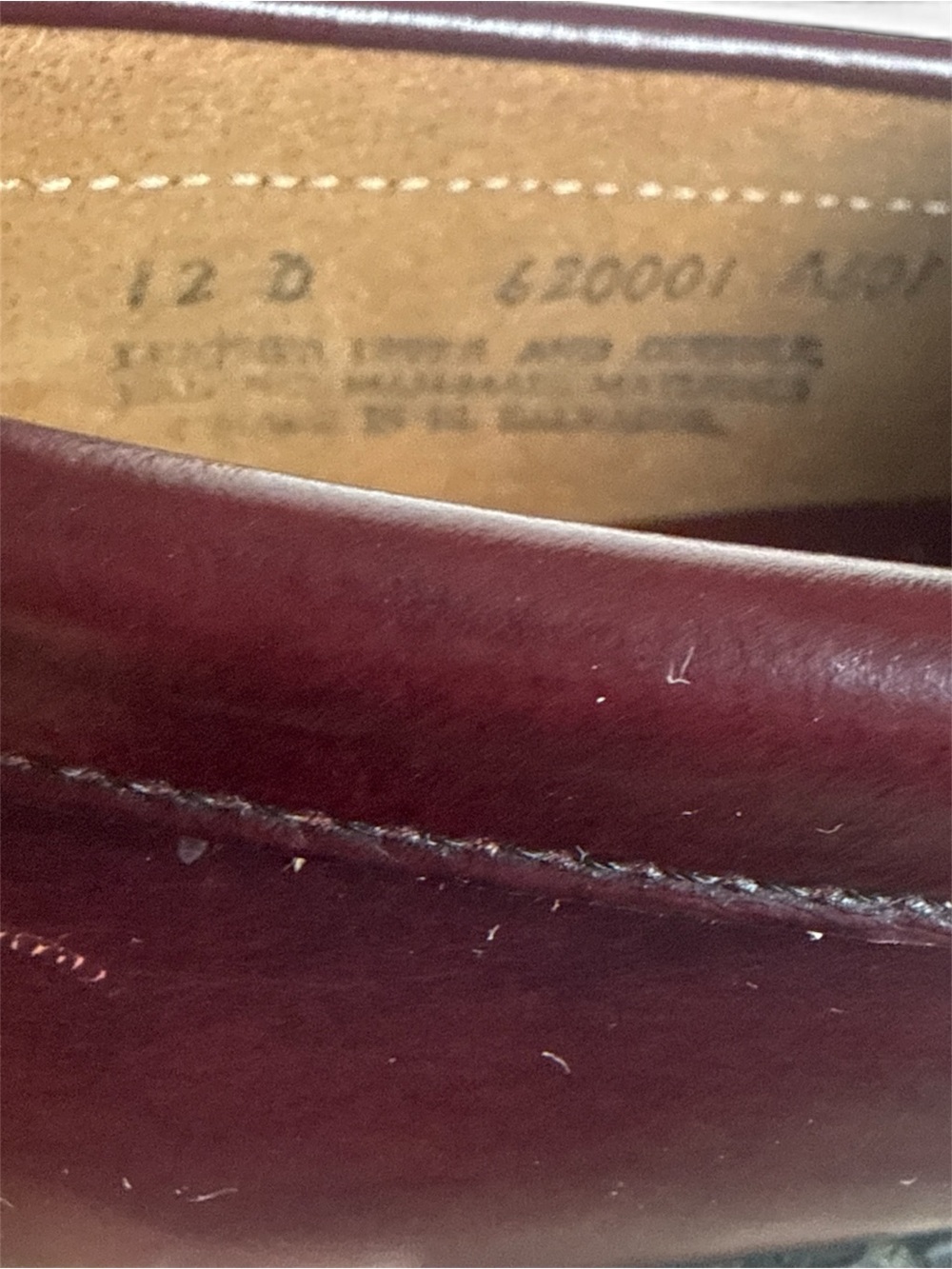 G.H. Bass Weejuns Men's 12 D Burgundy Leather Penny Loafers 620001 Academia Prep - Picture 6 of 10